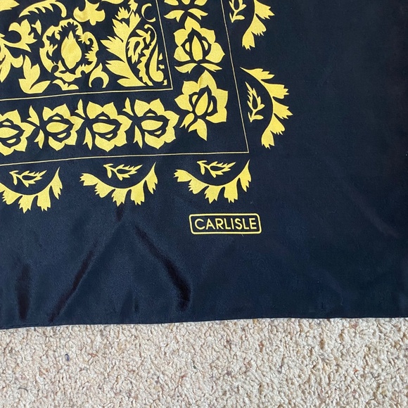 Vintage Large Carlisle Yellow and Black Silk Scarf - Picture 4 of 4